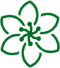 Green neon five-petal flower symbol on black